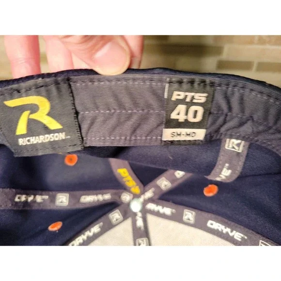 Richardson Dryve Hat Navy Blue Baseball Cap Embroidered Logo Fitted Small-Medium - Picture 8 of 14